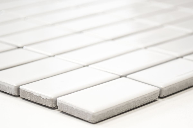 Motif main Mosaïque Carreau céramique baguettes blanc brillant Carrelage cuisine MOS24B-0101_m
