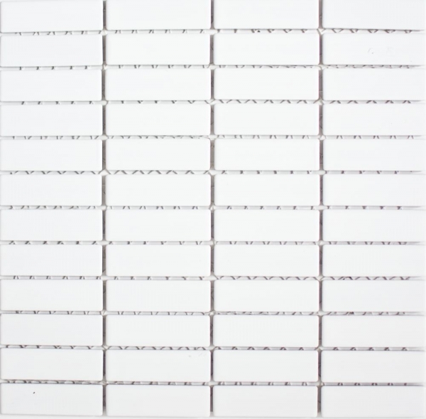 Motif main Carreau mosaïque Céramique baguettes blanc brillant Carrelage cuisine MOS24-0102_m