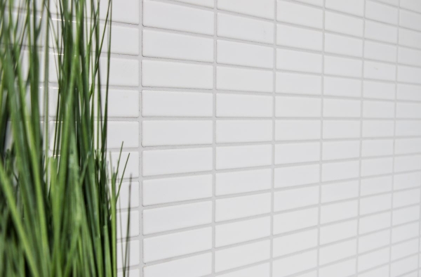 Motif main Carreau mosaïque Céramique baguettes blanc brillant Carrelage cuisine MOS24-0102_m