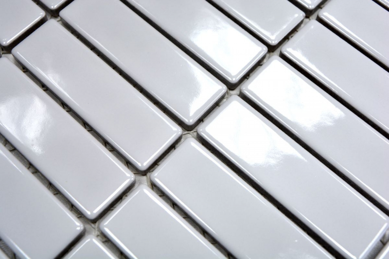 Motif main Carreau mosaïque Céramique baguettes blanc brillant Carrelage cuisine MOS24-0102_m