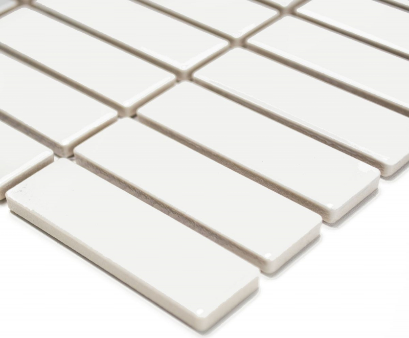 Motif main Carreau mosaïque Céramique baguettes blanc brillant Carrelage cuisine MOS24-0102_m