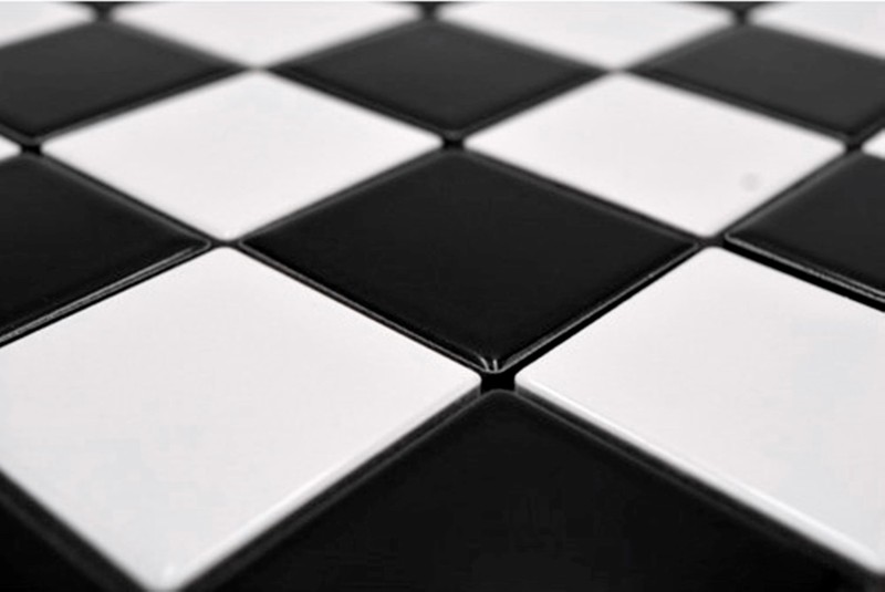 Céramique Mosaïque Carrelage Échiquier noir blanc brillant MOS16-CD200