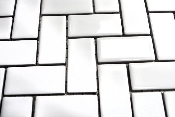 Carreau en mosaïque à chevrons Céramique blanche brillante Carreau de cuisine Carreau de mur MOS24-CHB5WG