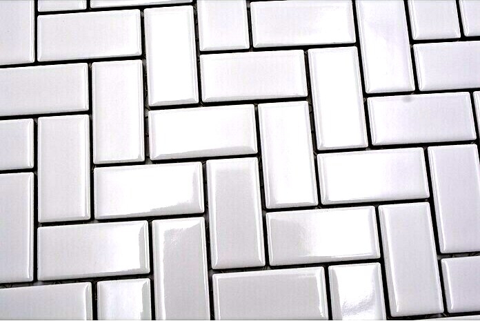Carreau en mosaïque à chevrons Céramique blanche brillante Carreau de cuisine Carreau de mur MOS24-CHB5WG