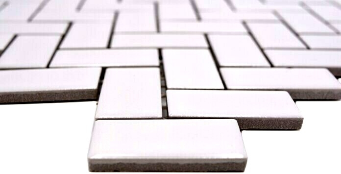 Carreau en mosaïque à chevrons Céramique blanche brillante Carreau de cuisine Carreau de mur MOS24-CHB5WG