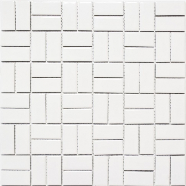 Motif main Mosaïque Céramique Moulin à vent blanc brillant Carreau de cuisine Carreau mural MOS24-CWM7WG_m