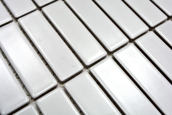 Échantillon manuel de mosaïque Carreau céramique baguettes blanc mat Revêtement de baignoire MOS24-0111_m