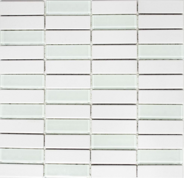 Mosaïque Carreau céramique baguettes blanc mat verre Revêtement de baignoire MOS24-ST325_f