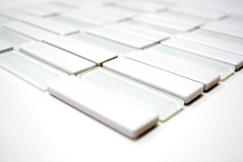 Mosaïque Carreau céramique baguettes blanc mat verre Revêtement de baignoire MOS24-ST325_f