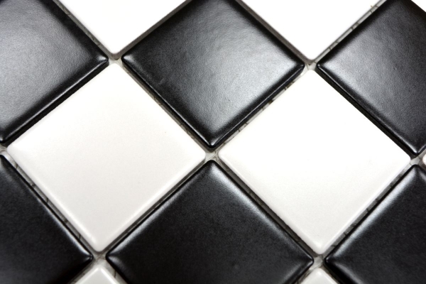 Mosaïque céramique carreau blanc noir mat damier carrelage MOS16-CD202