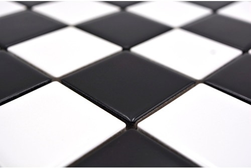 Mosaïque céramique carreau blanc noir mat damier carrelage MOS16-CD202