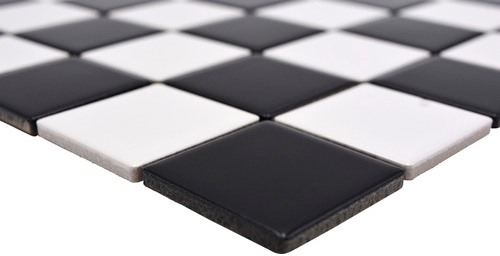 Mosaïque céramique carreau blanc noir mat damier carrelage MOS16-CD202