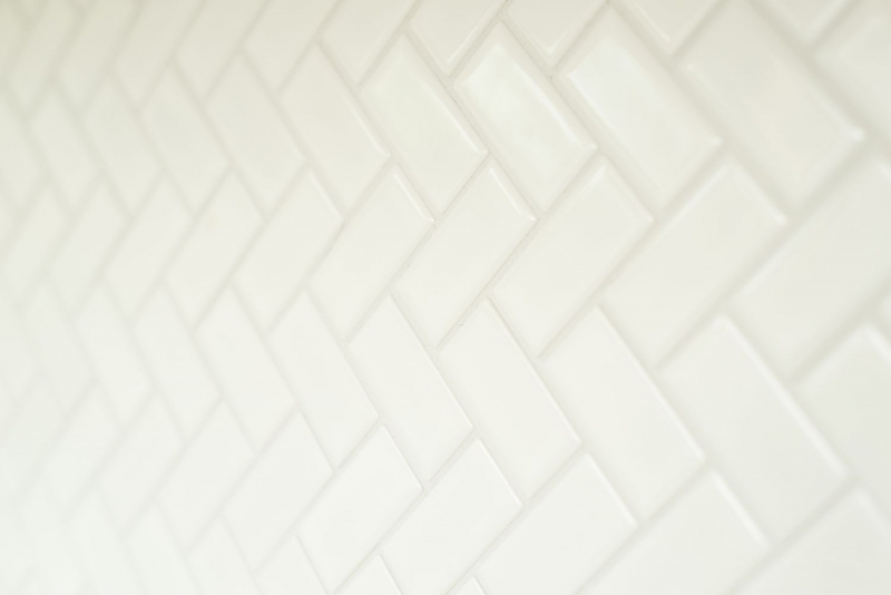 Carreau de mosaïque à chevrons Céramique blanc mat Carrelage de cuisine MOS24-CHB05WM