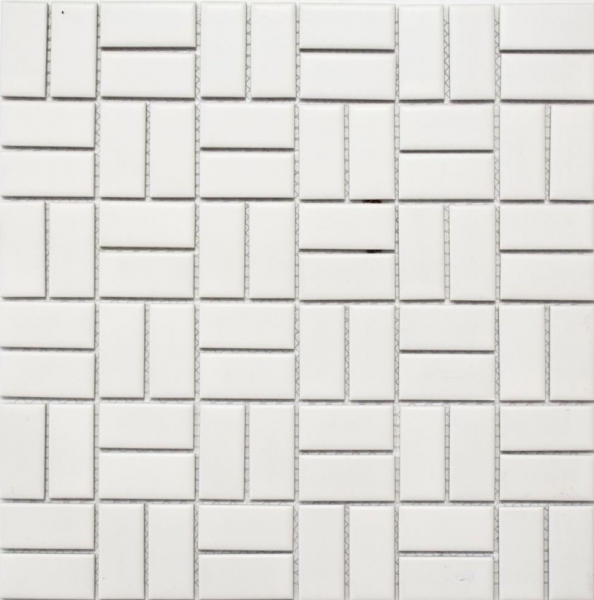 Motif main Mosaïque Céramique Moulin à vent blanc mat Revêtement de baignoire MOS24-CWM07WM_m