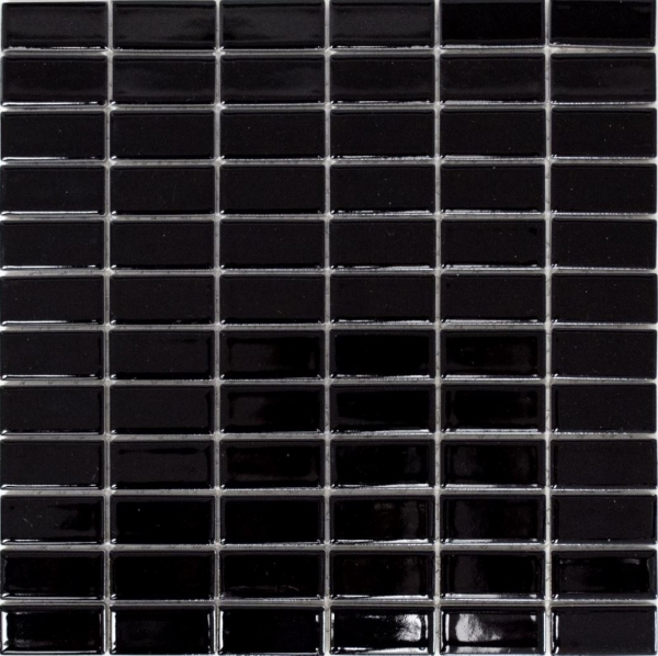 Mosaïque Carreau céramique baguettes noir brillant Revêtement de baignoire MOS24B-0301_f