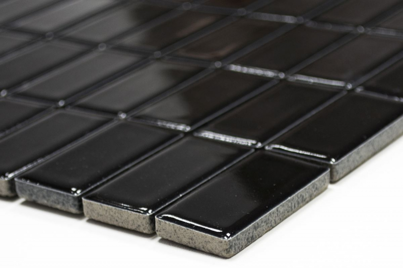 Mosaïque Carreau céramique baguettes noir brillant Revêtement de baignoire MOS24B-0301_f