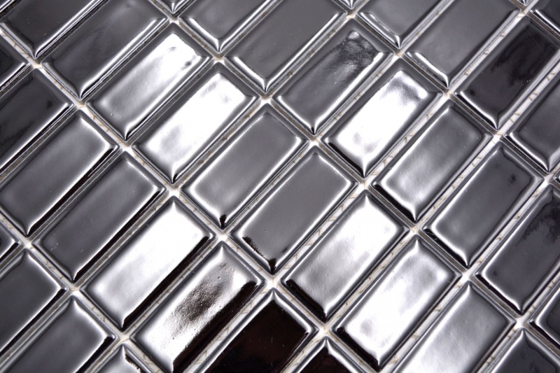 Baguettes Mosaïque Céramique noir brillant Revêtement de baignoire MOS24B-0301