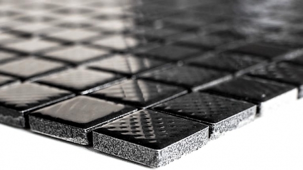 Echantillon manuel de mosaïque NOIR BRILLANT STRUCTURE Fond de cuisine anti-projections MOS18-CG123_m