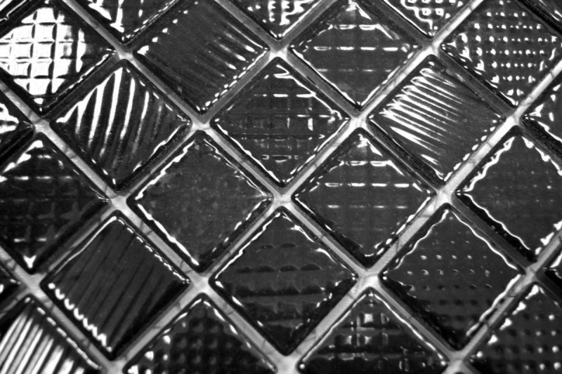 Echantillon manuel de mosaïque NOIR BRILLANT STRUCTURE Fond de cuisine anti-projections MOS18-CG123_m