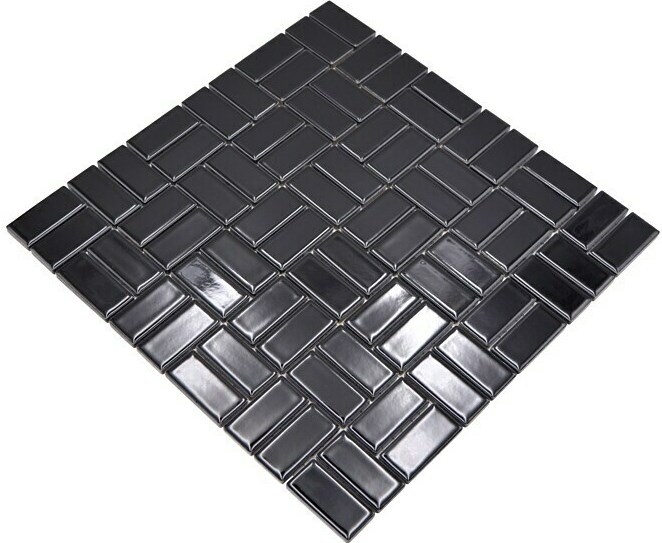 Windmühle Mosaïque Carreau céramique noir brillant WC Carreau salle de bain Carrelage cuisine mur - MOS24-CWM8BG