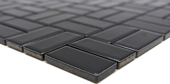 Windmühle Mosaïque Carreau céramique noir brillant WC Carreau salle de bain Carrelage cuisine mur - MOS24-CWM8BG