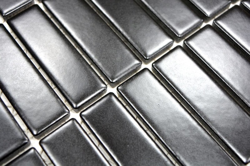 Bâtonnets Carreau de mosaïque Céramique noire mate Mosaïque de fond de cuisine MOS24-0311