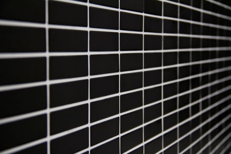 Bâtonnets Carreau de mosaïque Céramique noire mate Mosaïque de fond de cuisine MOS24-0311