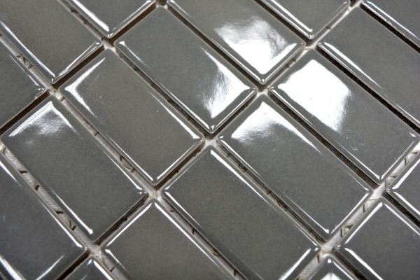 Motif main Carreau de mosaïque Céramique gris métal baguettes métal brillant MOS24B-0204_m