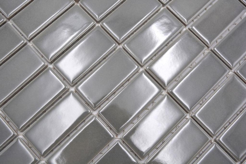 Bâtonnets Mosaïque Céramique gris métal anthracite brillant Salle de bain Cuisine MOS24B-0204