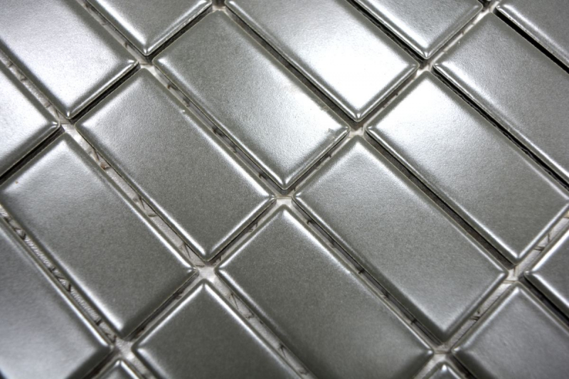 Motif main Carreau de mosaïque Céramique gris métal baguettes métal mat MOS24B-0211_m
