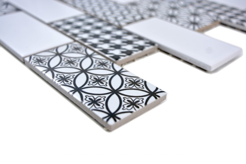 Échantillon manuel de mosaïque gris blanc noir Subway carreau de cuisine brillant MOS26M-0103_m