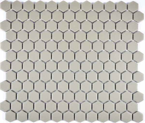 Hexagonal hexagonal carreaux de mosaïque céramique mini gris clair non émaillé antidérapant sol mosaïque bac à douche - MOS11A-0202-R10