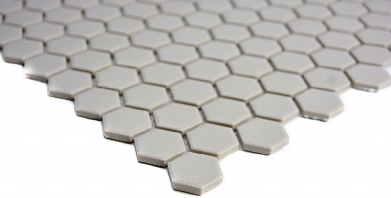 Hexagonal hexagonal carreaux de mosaïque céramique mini gris clair non émaillé antidérapant sol mosaïque bac à douche - MOS11A-0202-R10