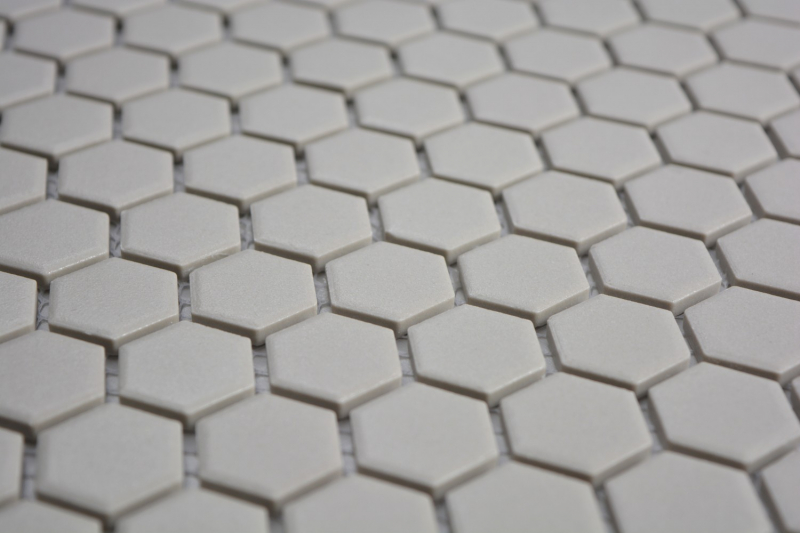 Hexagonal hexagonal carreaux de mosaïque céramique mini gris clair non émaillé antidérapant sol mosaïque bac à douche - MOS11A-0202-R10