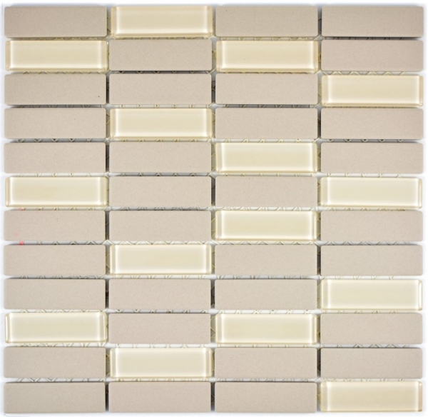 Motif main Carreau de mosaïque Céramique Bâtons beige clair non émaillé Verre Carreau de douche Carreau de sol MOS24-1212-R10_m