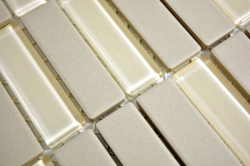 Mosaïque Carreau céramique bâtonnets beige clair non émaillé antidérapant verre mix receveur de douche carrelage de sol salle de bain - MOS24-1212-R10