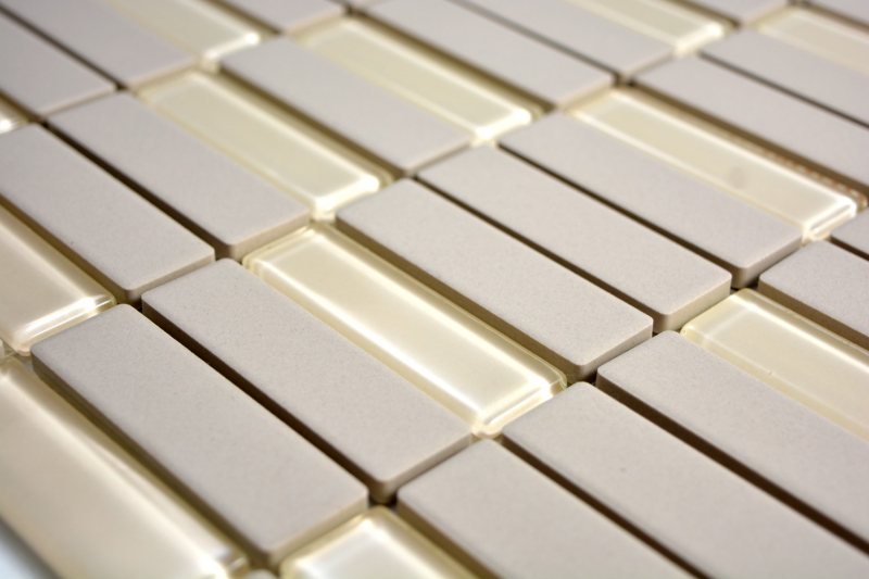 Motif main Carreau de mosaïque Céramique Bâtons beige clair non émaillé Verre Carreau de douche Carreau de sol MOS24-1212-R10_m