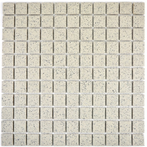 Motif manuel Carreau de mosaïque Céramique blanc crème moucheté non émaillé Carreau de douche Carreau de sol MOS18-0103-R10_m