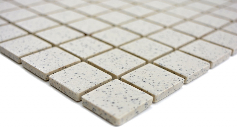 Motif manuel Carreau de mosaïque Céramique blanc crème moucheté non émaillé Carreau de douche Carreau de sol MOS18-0103-R10_m