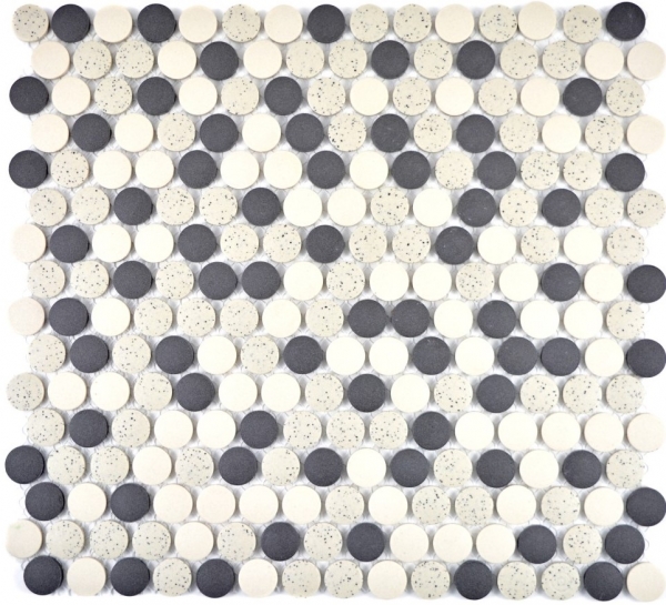 Échantillon manuel de mosaïque Carreau de sol en céramique beige noir bouton bac à douche non émaillé MOS10-0113-R10_m