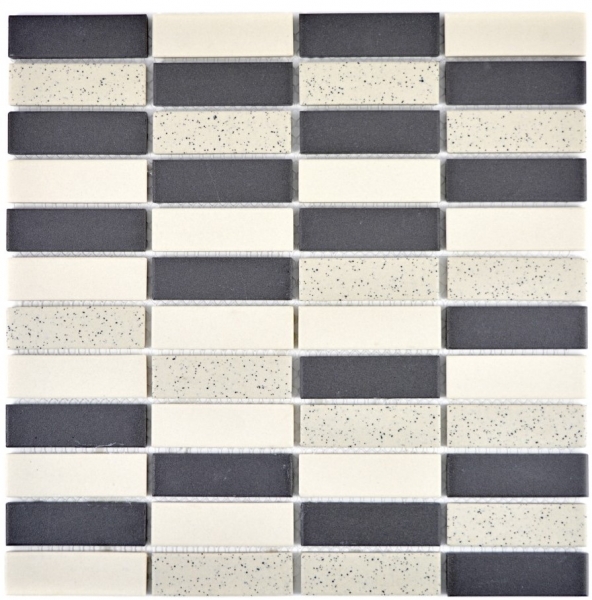 Échantillon manuel Carreau de mosaïque Céramique beige noir baguettes non émaillé Carreau de douche Carreau de sol MOS24-0113-R10_m