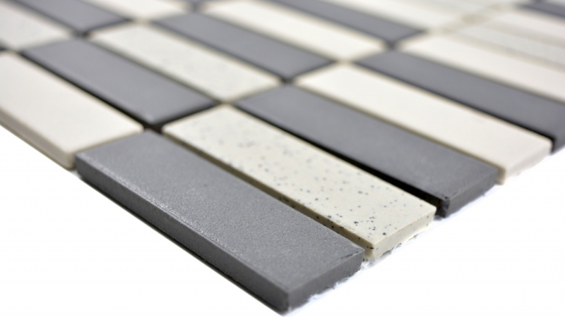 Échantillon manuel Carreau de mosaïque Céramique beige noir baguettes non émaillé Carreau de douche Carreau de sol MOS24-0113-R10_m