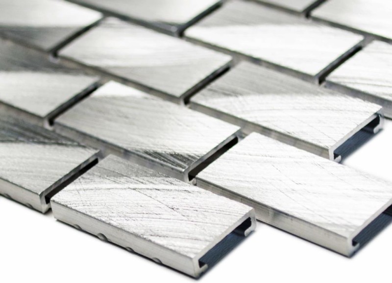 Mosaïque Carreau aluminium argent Brick Carreau de cuisine MOS48-0204