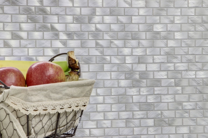 Mosaïque Carreau aluminium argent Brick Carreau de cuisine MOS48-0204
