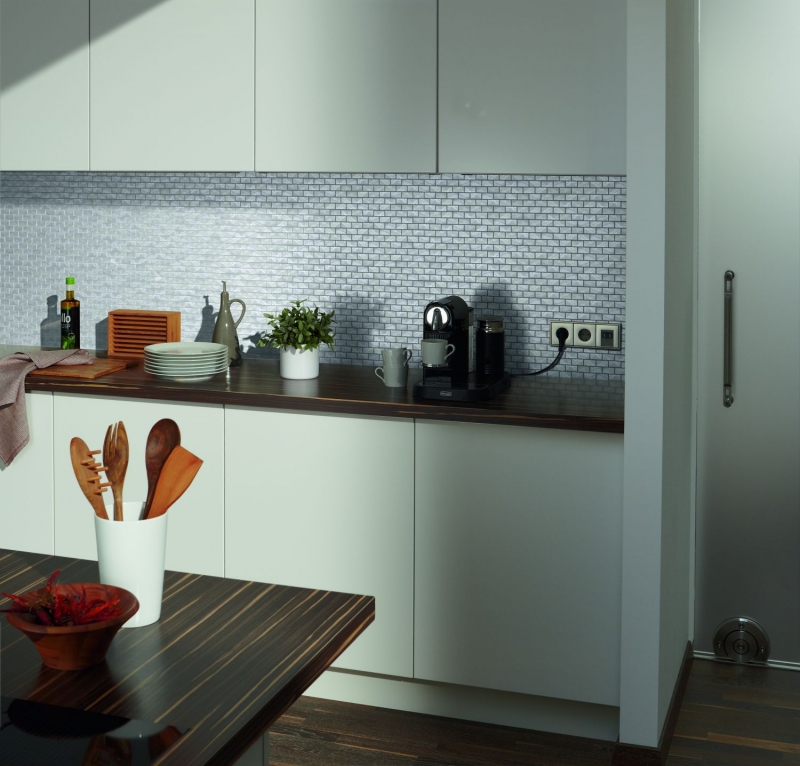 Mosaïque Carreau aluminium argent Brick Carreau de cuisine MOS48-0204