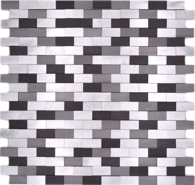 Mosaïque carreau aluminium Brick 3D argent noir carrelage MOS49-0208