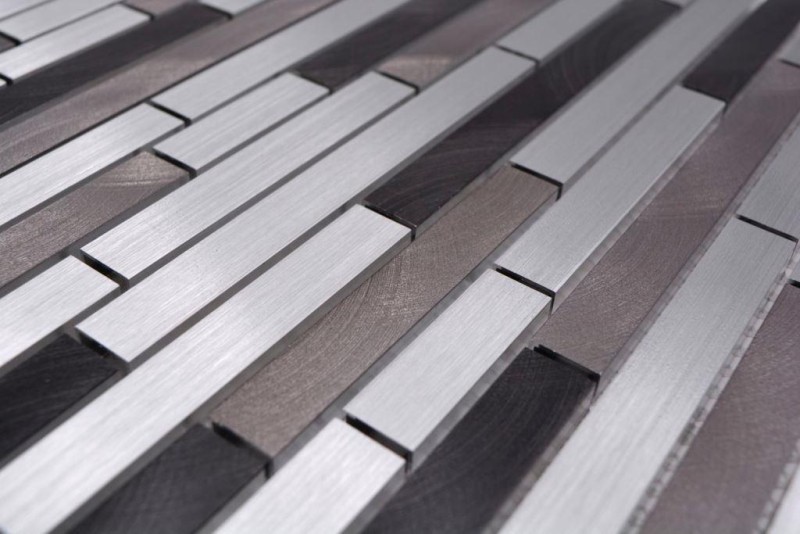 Mosaïque Carreau composite aluminium gris noir Carrelage mural cuisine MOS49-0308