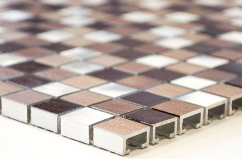 Échantillon manuel de mosaïque Carreau aluminium beige brun Alu cuivre Carrelage cuisine MOS49-A971_m