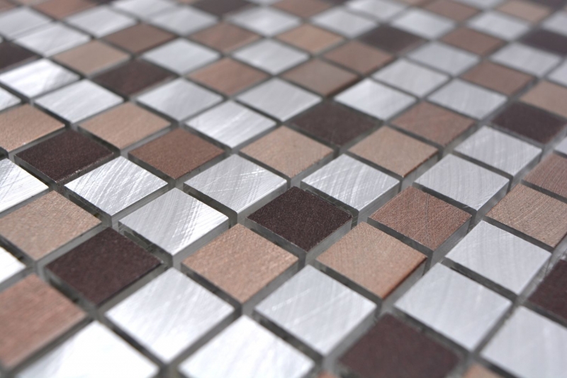 Mosaïque carreau aluminium beige marron cuivre mur cuisine carrelage MOS49-A971