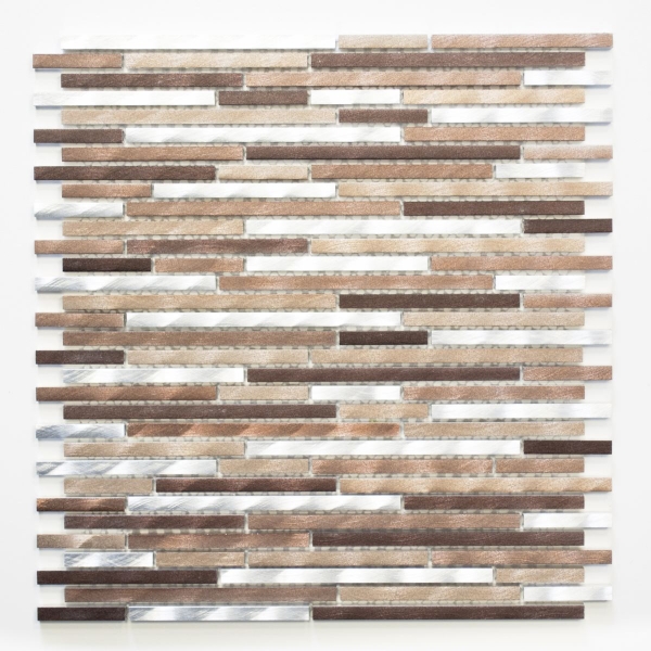 Mosaïque carreau aluminium beige marron composite cuivre carrelage mur cuisine MOS49-A981